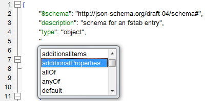JSON schema editor features