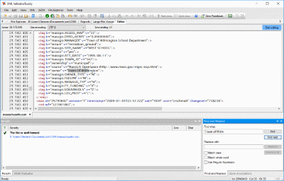 Editor and validator for large XML