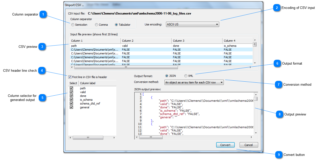 Convert CSV data to XML or JSON