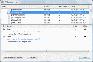 Validator result dialog