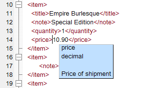 XML editor features