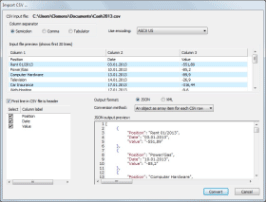 Get XML or JSON from CSV