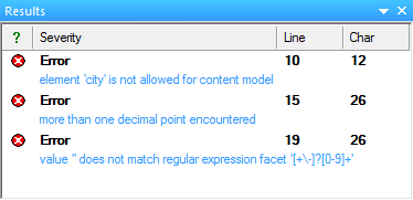 XML validation errors